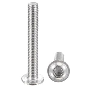 uxcell Flanged Button Head Socket Cap Screws, M8x60mm Hex Socket Drive Screw, 304 Stainless Steel Fasteners Bolts, Fully Threaded Machine Screw 10Pcs