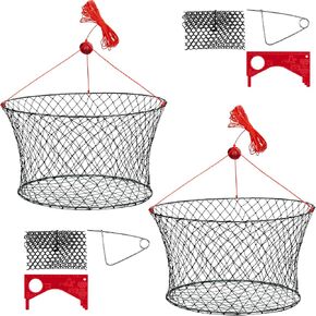 QualyQualy Crab Ring Trap Bait with Crab Gague Measure and Bait Clip Crab Net Minnow Trap with 24 Tarred Braided Twine Fishing Crabbing Net for Board, Kayak, Dock and Pier in Kuwait