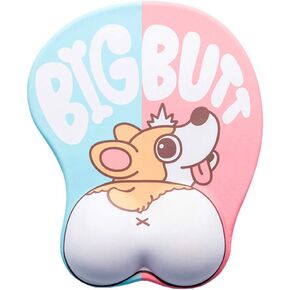 Anime Mouse Pad with Wrist Support Ergonomic Gel 3D Mouse Pad Cute Corgi Dog Butt Mouse Mat for Girls Gift (Blue)