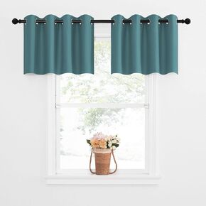NICETOWN Blackout Kitchen Curtain for Windows - Grommet Window Valance Thermal Insulated Curtain Tier for Bedroom/Living Room/Dining Room/Christmas, 52W x 18L 1.2 inches Header, 1 Piece, Sea Teal