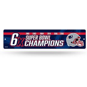 Rico Industries NFL New England Patriots - 6X Champ Plastic Street Sign - Home Décor - Wall Sign