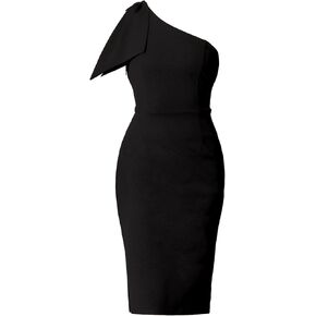Allegra K Women's Bow One Shoulder Sleeveless Wedding Guest Formal Elegant Sheath Dress