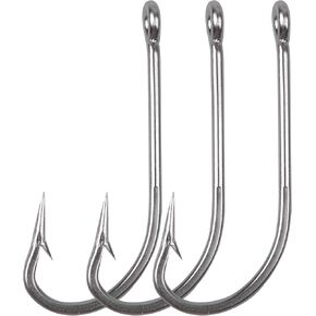 Fishing Hooks Saltwater Long Shank Hooks-50pcs O'shaughnessy Stainless Steel Hooks Forged Hooks Fishing J Hooks for Saltwater Freshwater Fishing Size 1/0-10/0