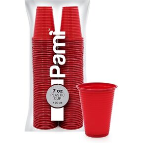 PAMI Colorful 7oz Plastic Party Cups [Pack of 100] - Disposable Drinking Glasses Bulk- BPA-Free Colored Cups For Iced Tea, Jello, Punch, Cocktails, Shots & Cold Drinks- Throw-Away Blue Plastic Cups