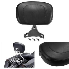 Motorcycle Backrest Black Rear Passenger Seat Stud Studded Cushion Detachable Pad for Harley Yamaha Honda Suzuki Kawasaki Bikes/Custom Bikes/Choppers/Touring/Cruiser
