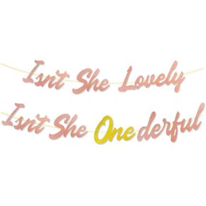 Isn't She Onederful Banner Isn't She Lovely 1st Birthday Garland Baby Girl's Boho Birthday Decorations for 1st Birthday Baby Shower Gender Reveal Party Supplies