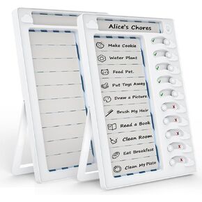 Chore Chart for Kids Sliding Routine Chart ADHD Tools for Kids to Do List Checklist Routine Planning Board for Fridge with Magnetic Marker and Desk Holder,1Pack