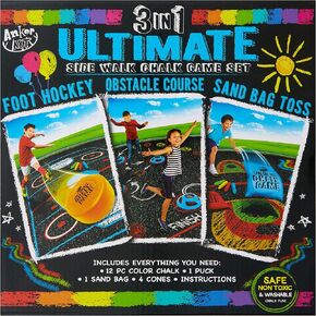 800057/DOM 3 in 1 Ultimate Sidewalk Chalk Game Set, Standard, Multiple
