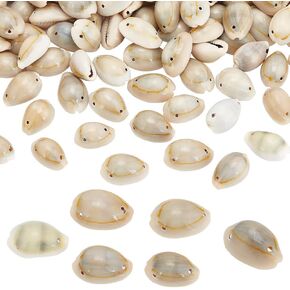 PH PandaHall 200 pcs 2 Hole Seashell Natural Cowrie Spiral Sea Shell Links Beach Sea Shell Beads for Earring Bracelet Pendant Jewelry DIY Craft Making Wedding Party Wall Home Decor