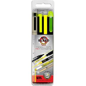 G.T. Luscombe Company, Inc. No Bleed Variety Pack | No Smearing or Fading Pigmented Ink | Yellow Accu-Gel, Bible Dry & Zebrite Double-Ended Highlighter | 01 Black Pigma Micron, Ruler/Bookmark Set of 5