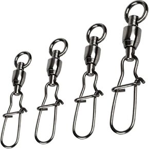 GERUITE Duo Lock Snap Fishing Swivels Ball Bearing Fishing Tackle Snap Swivels Free Rotation Fishing Line Connectors Ball Bearing Swivels Black Nickel for Saltwater Freshwater Fishing