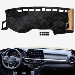 Upgrade New Materials Flannel Dashboard Cover Fit for 2019-2023 Kia Forte Effective Anti Glare, Reduce Reflection, Sun Protection, Dust Proof, Moisture Absorption UV-Proof -Pattern Black