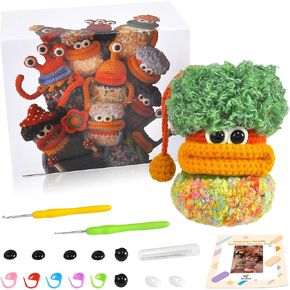 Beegofly Crochet Kits, Crochet Monsters Kit for Experienced Adults and Kids,with Step-by-Step Video Tutorials,Airpods Storage Bag,Handmade Gift,Original Sausage Mouth Monster Egg Bags (Blue)