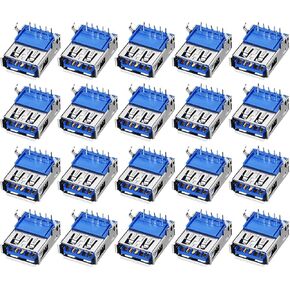 uxcell PCB USB Connector Type-A 3.0 Female Jack 9 Pin Bend Foot 90 Degree 20pcs