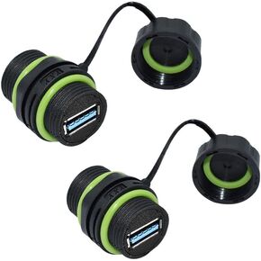 Waterproof Panel USB Connector, Waterproof IP68 USB 3.0 Panel Mount Connector, Female to Female, Bulkhead Extension Adapter, YPM20 2 PCS Pack
