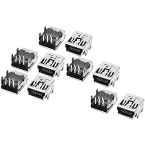 uxcell 10pcs Right Angle 5 Pins PCB Mount USB B-Type Female Jack Solder Connector