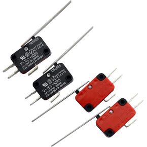 4-Pack SPDT Micro Limit Switch for Arduino,Mini Limit Switches with Straight Long Hinge Lever V-153-1C25
