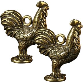 2pcs Wealth Sculpture Organza Bags Rooster Charms Jewelry Necklace Feng Shui Statue Charm Necklace Chinese Zodiac 12 Zodiac Signs Charm Rooster in Jewelry Making Decor Scissors Key
