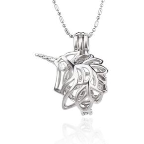 5PCS Unicorn Cage Pendants for Pearl Jewelry Making Silver Plated, Design Pearl Cage Pendants for Adorable Gift