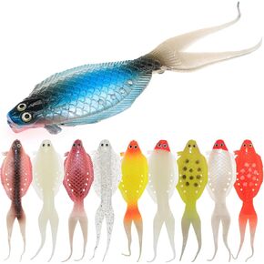 Lilureena Senko Worms Fishing Soft Lures Kit Plastic Bait Bass Fishing Lure for Wacky Rig Carolina Rigged Texas Rigged