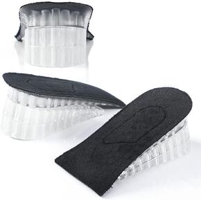 Height Increase Heel Pad Gel Height Increase Insole, Invisible Heel Lift Inserts, 3-Layer 5cm Gel Adjustable Shoe Insert Lift for Men and Women