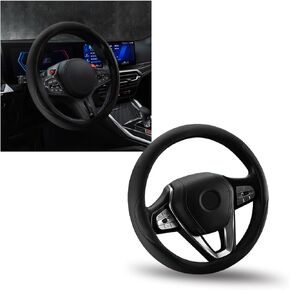 Car Steering Wheel Cover, Durable Leather Cover for 14.5" to 15" Steering Wheels, Breathable Steering Wheel Cover with Anti-Slip Lining, Universal Interior Car Accessories (Purple)