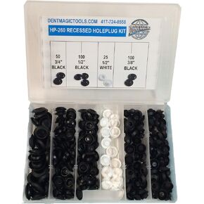 275 Count Recessed Hole Plug Kit 1/4" to 3/4" Size Plastic Body and Sheet Metal Hole Plug PDR Paintless Dent Repair HP-260 DentMagicTools.com