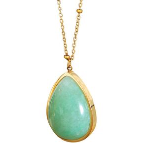 Simple Dainty Natural Gemstone Choker Short Pendant Necklace Chain for Women Girls Ladies Steel Titanium 18K Gold Finish Personalized Hypoallergenic Fashion Chic Adjustable Mother Wife Anniversary Birthday Prom Jewelry Gifts BFF 16-18inch in Kuwait