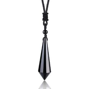 Collier en cristal d'obsidienne noire pendentif pendule guérison Reiki pierre gemme naturelle hexagonale obsidienne pendentif femmes bijoux cadeau unique