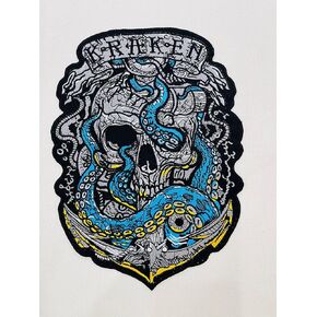 Kraken Patches Embroidered Iron on Applique Patches for Vest, 8" x11" inches, Multicolor (Large)