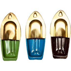 Metal Tin Hand Painted Fun Steam Powered Toy Boat Nav Pop Put Putt Candle Powered Fuel Flame with Dropper and Candle, Pack of 3, Multicolor