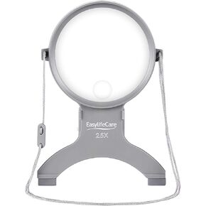 Hands Free Chest Rest LED Magnifier - Neck Wear Visual Aid Illuminated Magnifying Glass for Low Vision & Visually Impaired Seniors - Portable - Gifts for Mom, Dad, Grandmother, Women, Men