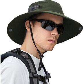 ZOORON Sun Hat for Men Women, Wide Brim Bucket Hat UV Protection UPF50+ Waterproof Boonie Hat for Fishing Hiking Camping
