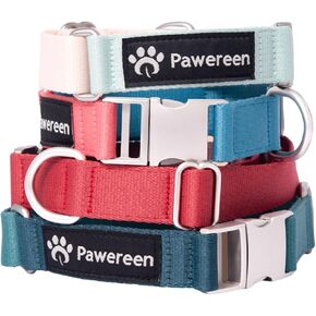 Eco-Friendly Dog Collar, Recycled Soft-Woven Material, Hypoallergenic, Quick Release Metal Buckle, Adjustable Size for Small/Medium/Big Dog Size, Peach Creme Size S