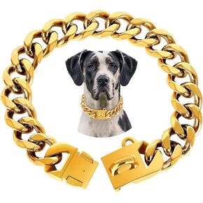 BAOBOTE 23MM Silver Dog Collar,Dog Chain Collars with Cuban Link Dog Collar,Heavy Duty Training Collar Chew Proof for Medium Dogs(20" Silver)