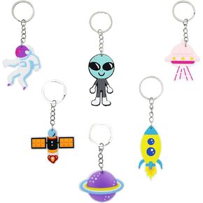 Pack of 24 Themed Party Keychains Kids Astronaut Key Chains Party Favor Supplies