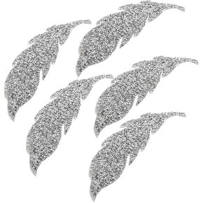 Rhinestones Adhesive Clothes Patch, 5Pcs Leaves Pattern DIY Adhesive Applique Iron On Patch for Clothes Backpacks Jeans(Gold)