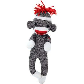 Plushland Adorable Sock Monkey 8 Inches Tall - Soft Realistic Plush Knitted Stuffed Animal Toy Gift - for Kids, Babies, Teens, Girls and Boys (Brown)