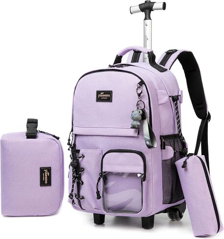 Meetbelify Black Rolling Backpack with Wheels for Girls Boys Roller Backpack Carry on Travel Luggage Suitcase for Big Kids in Saudi Arabia