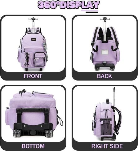 Meetbelify Black Rolling Backpack with Wheels for Girls Boys Roller Backpack Carry on Travel Luggage Suitcase for Big Kids in Saudi Arabia