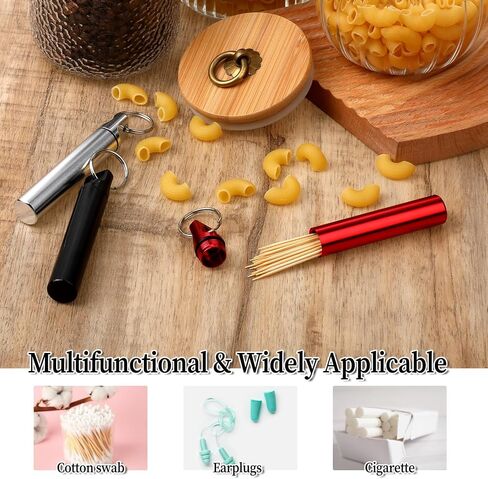 3 Pcs Metal Portable Toothpick Holder Box Toothpick Holder Box Pocket Picks Case Aluminum Alloy Toothpick Container with Ring for Outdoor Travel Camping Picnic Purse in Saudi Arabia