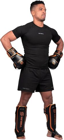 Sanabul Essential Kickboxing Shin Guards | MMA Shin Guards | Muay Thai Shin Protectors with Hook & Loop Straps in Kuwait