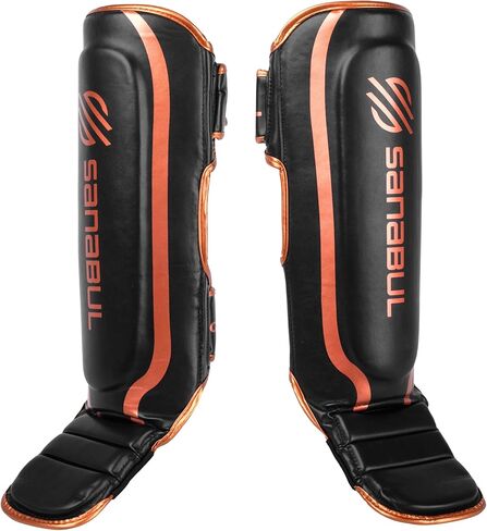 Sanabul Essential Kickboxing Shin Guards | MMA Shin Guards | Muay Thai Shin Protectors with Hook & Loop Straps in Kuwait