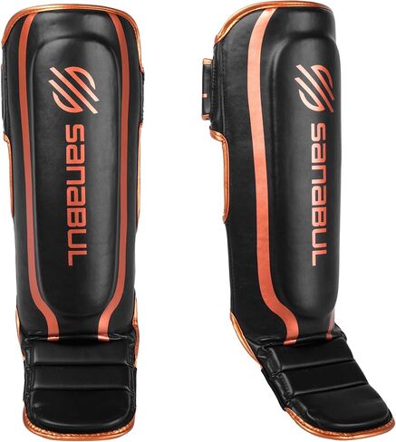 Sanabul Essential Kickboxing Shin Guards | MMA Shin Guards | Muay Thai Shin Protectors with Hook & Loop Straps in Kuwait