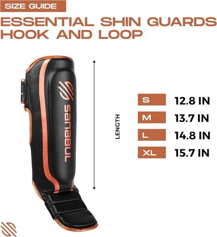 Sanabul Essential Kickboxing Shin Guards | MMA Shin Guards | Muay Thai Shin Protectors with Hook & Loop Straps in Kuwait