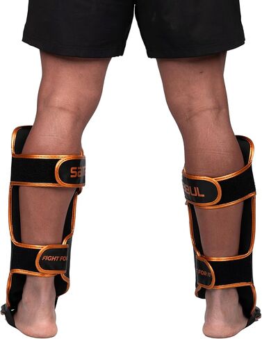 Sanabul Essential Kickboxing Shin Guards | MMA Shin Guards | Muay Thai Shin Protectors with Hook & Loop Straps in Kuwait
