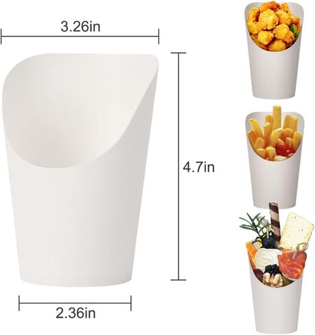 50pcs French Fries Holder 14oz Charcuterie Cups Disposable Take-out Party French Fry Cups Waffle Paper Popcorn Boxes Sandwich Paper Cups Holder Wedding Food Trays Paper Cones for Food (White) in Saudi Arabia
