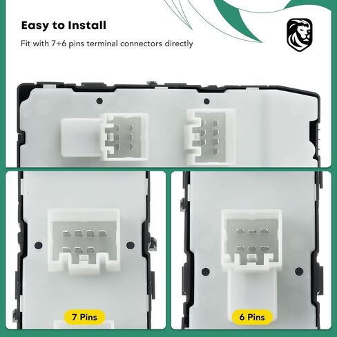 YHTAUTO Master Power Window Switch جانب السائق لاستبدال جيب كومباس، باتريوت، كرايسلر 200، سيبرينغ، دودج أفينجر، رام داكوتا، ميتسوبيشي، 7+6 دبابيس، مفتاح تحكم تلقائي لأعلى وأسفل النافذة in Saudi Arabia