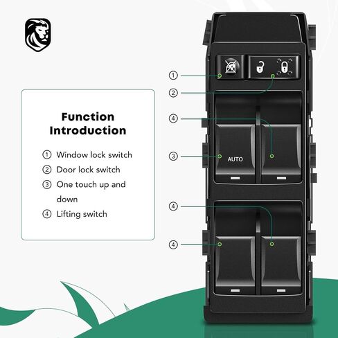 YHTAUTO Master Power Window Switch جانب السائق لاستبدال جيب كومباس، باتريوت، كرايسلر 200، سيبرينغ، دودج أفينجر، رام داكوتا، ميتسوبيشي، 7+6 دبابيس، مفتاح تحكم تلقائي لأعلى وأسفل النافذة in Saudi Arabia