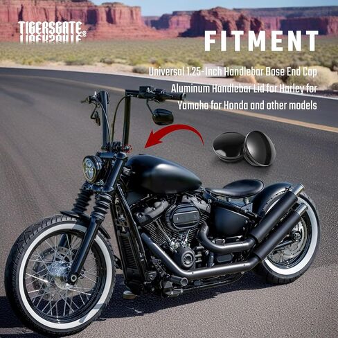 TRIGERSGATE Universal 1.25-Inch Handlebar Base End Cap Aluminum Handlebar Lid for Harley for Yamaha and other models, Black in Kuwait